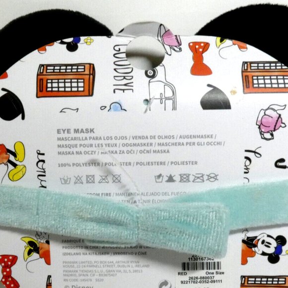 Eye Mask Disney London Mickey & Minnie Mouse Ears Queen Crown Red Bus Fuzzy NWT - Picture 2 of 8